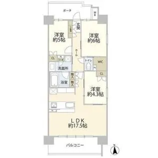 オープンレジデンシア桜通筒井【6階】の間取り