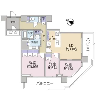 ザ・ヨコハマタワーズタワーイースト【15階】の間取り