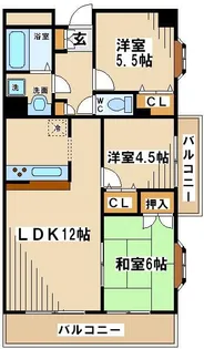 サンファミリー烏山【3階】の間取り