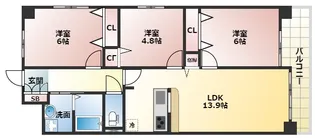 ルシール田辺【4階】の間取り