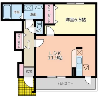 コンフリエ下里I【1階】の間取り