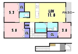 iiieTERRACE KOKUBO【2階】の間取り