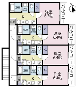 パステールグラン新臼井田【2階】の間取り