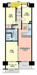 サンスクエア川崎2号棟【10階】の間取り