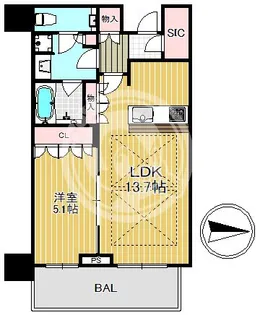 グランドメゾン新梅田タワー THE CLUB RESIDENCE【4階】の間取り