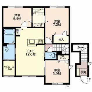 ~カーサホワイトショコラ~【2階】の間取り