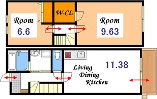ラ・イース津高【1階】の間取り