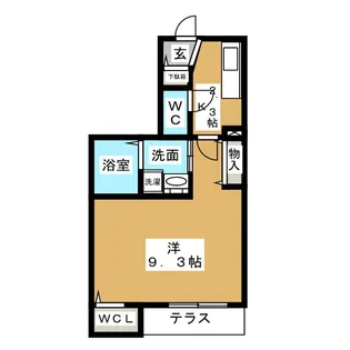 パーシモン平安通【1階】の間取り
