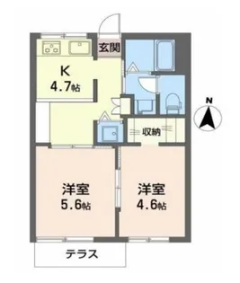 神内ハイツA棟 1F【1階】の間取り