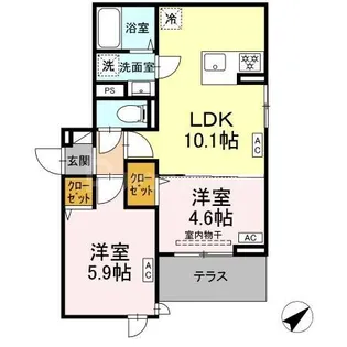セレスティア弥生町【1階】の間取り