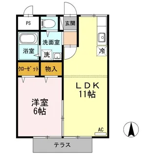コーポ南小谷ヶ丘【1階】の間取り