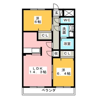 プリミエール如意申II【2階】の間取り