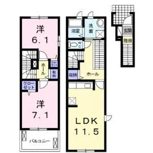 広島県福山市新涯町2【アパート】の間取り