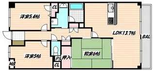 千葉県船橋市東中山2【マンション】の間取り