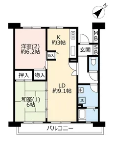UR浦安ニューシティ美浜西エステート【2階】の間取り