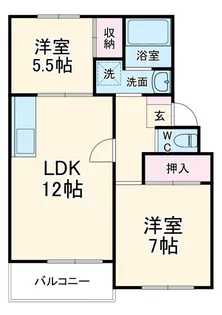 ファミール日之出A棟【1階】の間取り