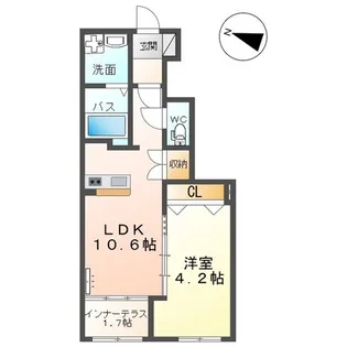 仮)白河中野山アパート【1階】の間取り