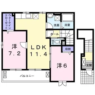 メゾンソレイユ【2階】の間取り