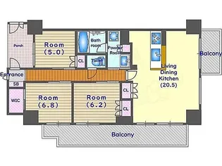 イーグルコートびわ湖大津京【13階】の間取り