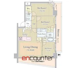 クリオ武蔵小金井フロントアべニュー【3階】の間取り