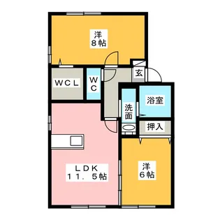 e-ヴィレッジ B棟【2階】の間取り