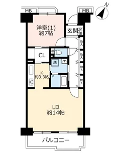 URウインズタウン稲毛海岸【8階】の間取り