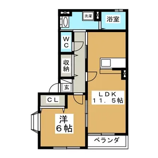 第8メゾンアカマB【1階】の間取り