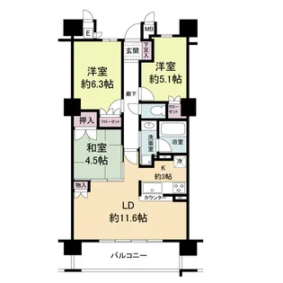 エル・セレーノ上本町レジデンス【5階】の間取り