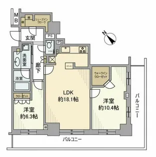 プラウドタワー稲毛【22階】の間取り
