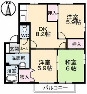 フォーブル戸坂 A棟【2階】の間取り