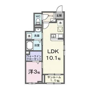 ミニョン フロル B【1階】の間取り