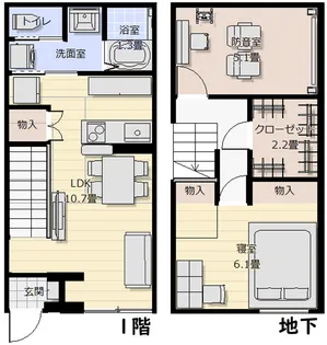 グランプレリュード(築1年未満・ZEH・地下防音室♪・EV対応)【1階】の間取り