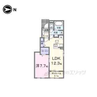 ヒカルサ仰木の里1【1階】の間取り