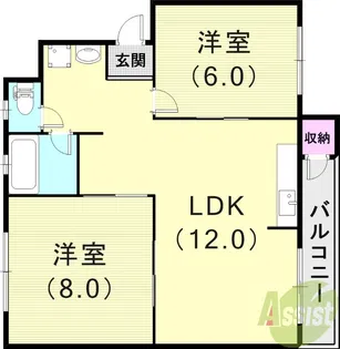 鶴甲コーポ14号棟【3階】の間取り