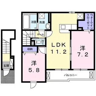 プティ フォレスタ柏原【2階】の間取り