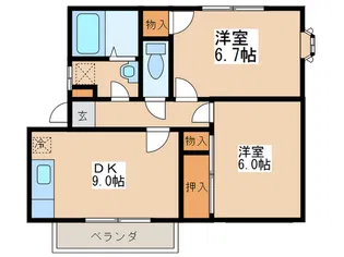 カサビレッジF棟【2階】の間取り