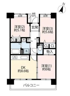 URひばりが丘パークヒルズ【3階】の間取り
