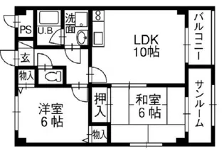 サザンエル伏見台【3階】の間取り