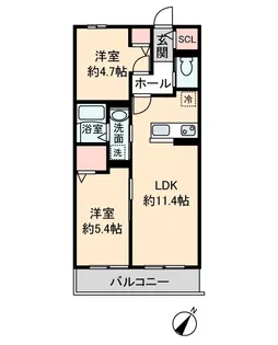 メモリー南栗橋【1階】の間取り