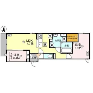 大阪府大阪市東住吉区湯里1【アパート】の間取り