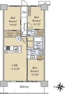 シティテラス横濱長津田【4階】の間取り