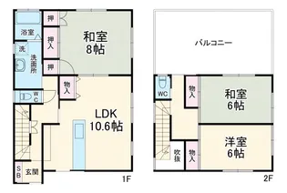 神奈川県横浜市中区本牧元町【一戸建】の間取り