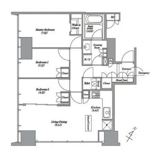 レキシントンスクエア白金高輪【14階】の間取り