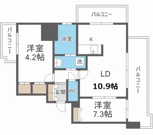 KDXレジデンス菊水四条【7階】の間取り