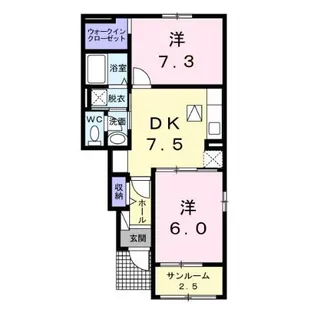グリーンリーフAB【1階】の間取り