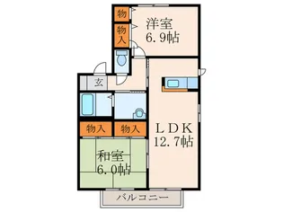 福岡県北九州市小倉南区下石田3【アパート】の間取り