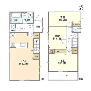 埼玉県春日部市牛島【一戸建】の間取り