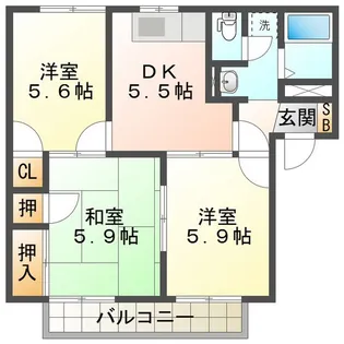 セントラル ビラ スズカ D【1階】の間取り