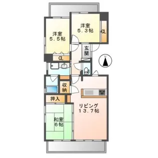 ナビハイツ鵜沼【1階】の間取り