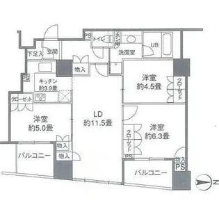 カスタリアタワー品川シーサイド【18階】の間取り